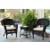 Black Wicker Chair And End Table Set With Ivory Cushion