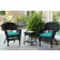Black Wicker Chair And End Table Set With Turquoise Cushion