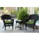 Black Wicker Chair And End Table Set With Hunter Green Cushion