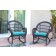 Santa Maria Espresso Wicker Rocker Chair with Sky Blue Cushion - Set of 2