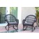 Santa Maria Espresso Wicker Rocker Chair with Steel Blue Cushion - Set of 2