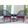 3pc Santa Maria Espresso Wicker Chair Set - Red Cushions