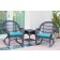 3pc Santa Maria Espresso Rocker Wicker Chair Set - Sky Blue Cushions