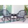 3pc Santa Maria Espresso Rocker Wicker Chair Set - Steel Blue Cushions