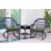 3pc Santa Maria Espresso Rocker Wicker Chair Set - Hunter Green Cushions
