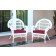 Santa Maria White Wicker Chair with Red Cushion - Set of 2
