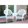 Santa Maria White Wicker Chair with Steel Blue Cushion - Set of 2