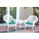3pc Santa Maria White Wicker Chair Set - Turquoise Cushions