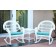 3pc Santa Maria White Rocker Wicker Chair Set - Sky Blue Cushions