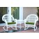 3pc Santa Maria White Rocker Wicker Chair Set - Hunter Green Cushions