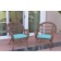 Santa Maria Honey Wicker Chair with Sky Blue Cushion - Set of 2