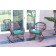 Santa Maria Honey Wicker Rocker Chair with Turquoise Cushion - Set of 2