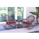 3pc Santa Maria Honey Rocker Wicker Chair Set - Red Cushions