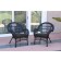 Santa Maria Black Wicker Chair with Black Cushion - Set of 2