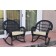 Santa Maria Black Wicker Rocker Chair with Ivory Cushion - Set of 2