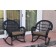 Santa Maria Black Wicker Rocker Chair with Brown Cushion - Set of 2