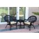 3pc Santa Maria Black Wicker Chair Set - Ivory Cushions