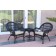 3pc Santa Maria Black Wicker Chair Set - Tan Cushions