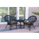 3pc Santa Maria Black Wicker Chair Set - Brown Cushions