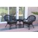 3pc Santa Maria Black Wicker Chair Set - Black Cushions