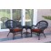 3pc Santa Maria Black Wicker Chair Set - Brick Red Cushions