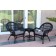 3pc Santa Maria Black Wicker Chair Set - Steel Blue Cushions