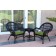 3pc Santa Maria Black Wicker Chair Set - Hunter Green Cushions