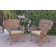 Set of 2 Windsor Honey Resin Wicker Chair with Tan Cushions
