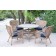 5pc Windsor Honey Wicker Dining Set - Midnight Blue Cushions