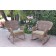 Set of 2 Windsor Honey Resin Wicker Rocker Chair with Tan Cushions