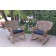 Set of 2 Windsor Honey Resin Wicker Rocker Chair with Midnight Blue Cushions