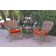 Windsor Honey Wicker Chair And End Table Set With Brick Red Chair Cushion