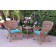 Windsor Honey Wicker Chair And End Table Set With Sky Blue Chair Cushion