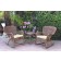 Windsor Honey Wicker Rocker Chair And End Table Set With Ivory Chair Cushion