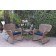 Windsor Honey Wicker Rocker Chair And End Table Set With Midnight Blue Chair Cushion