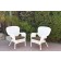 Set of 2 Windsor White Resin Wicker Chair with Brown Cushions