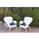 Set of 2 Windsor White Resin Wicker Chair with Midnight Blue Cushions