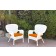 Set of 2 Windsor White Resin Wicker Chair with Orange Cushions