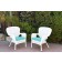 Set of 2 Windsor White Resin Wicker Chair with Sky Blue Cushion