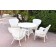 5pc Windsor White Wicker Dining Set - Ivory Cushions