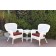Windsor White Wicker Chair And End Table Set With Brick Red Chair Cushion