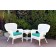 Windsor White Wicker Chair And End Table Set With Turquoise Chair Cushion