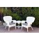 Windsor White Wicker Chair And End Table Set With Steel Blue Chair Cushion
