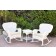 Windsor White Wicker Rocker Chair And End Table Set With Ivory Chair Cushion
