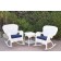 Windsor White Wicker Rocker Chair And End Table Set With Midnight Blue Chair Cushion