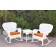 Windsor White Wicker Rocker Chair And End Table Set With Orange Chair Cushion