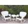 Windsor White Wicker Rocker Chair And End Table Set With Black Chair Cushion