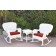 Windsor White Wicker Rocker Chair And End Table Set With Brick Red Chair Cushion