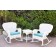 Windsor White Wicker Rocker Chair And End Table Set With Sky Blue Chair Cushion