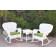 Windsor White Wicker Rocker Chair And End Table Set With Sage Green Chair Cushion